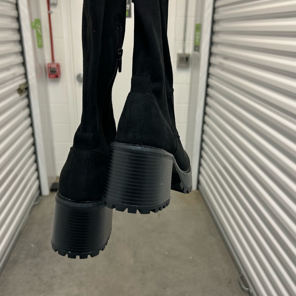 MIA Black Over the Knee Boots with Chunky Sole